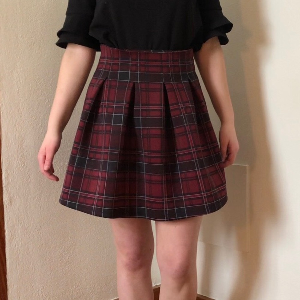 Red Plaid School Skirt